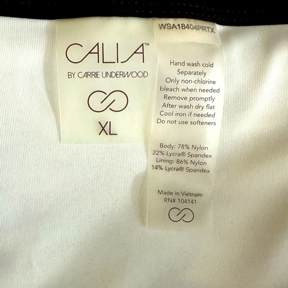 CALIA Ocean Iris Low Rise Bikini Bottom with Black Waistband Fully Lined NWOT - Picture 6 of 8